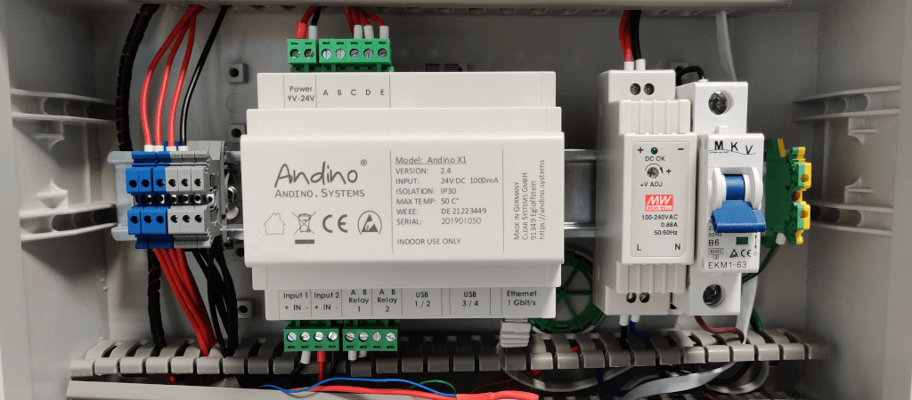 Industrial Raspberry Pi mounted on DIN rail